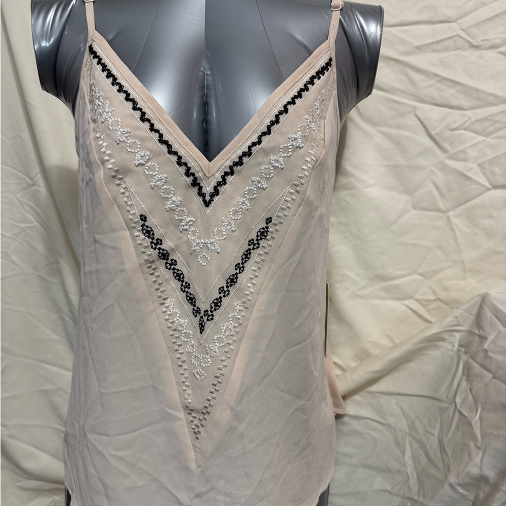 41 Hawthorn Blush Slip Top with Black & White Embroidery